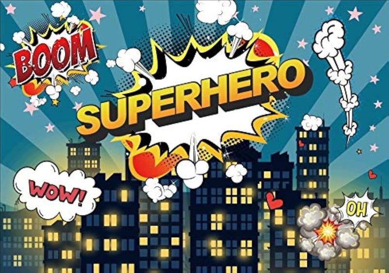 Yeele 10x8ft Little Superhero Backdrop Comic City Night Scene Building Background For Photography Boy Girl Children Birthday Baby Shower Party Banner Photo Booth Youtube Video Shoot Studio Props - Image 1